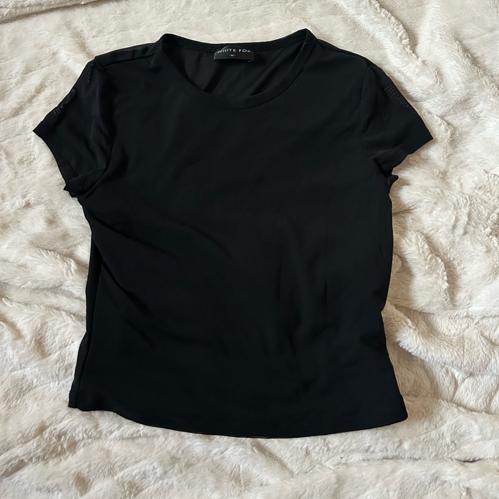 White Fox Black Mesh Tee